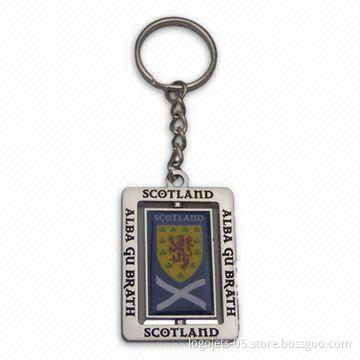 Copper Stamped Metal Keychain with Soft Enamel Colors Filled